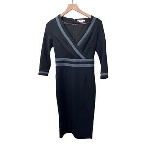 Boden Womens Black Gray Nellie Ponte Sheath Dress J0318 Size 2 Regular
